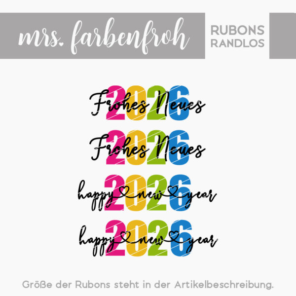 Rub-On Randlos 2026 einzeln 01, Rubon, Rub Ons, Rubbelsticker, für Glas, Holz, Raysin u.v.m.