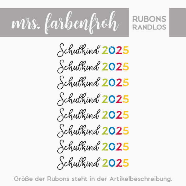 Rub-On Sticker Schulkind 2025 einzeln 01, Randlos, Rubon, Rub Ons, Rubbelsticker, für Glas, Holz, Raysin u.v.m.