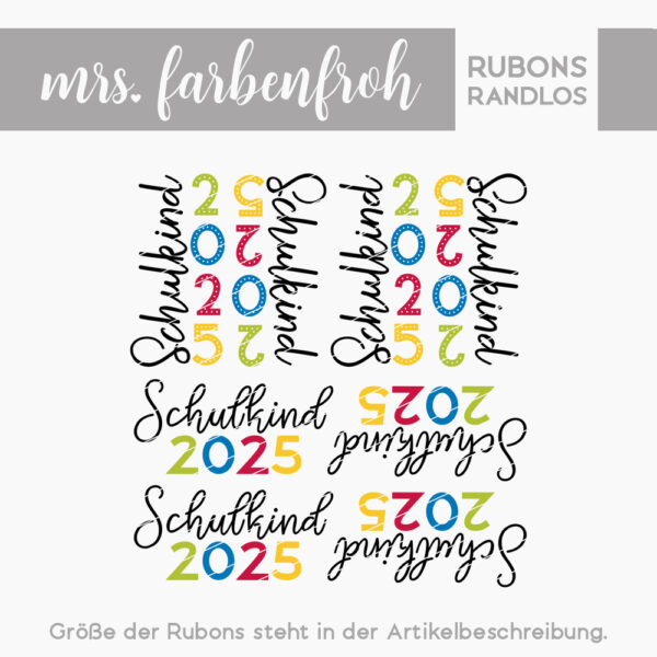 Rub-On Sticker Schulkind 2025 einzeln 02, Randlos, Rubon, Rub Ons, Rubbelsticker, für Glas, Holz, Raysin u.v.m.