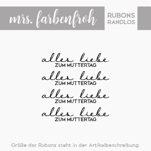 Rub-On Sticker Alles Liebe zum Muttertag 01, Rubon, Randlos, Rub Ons, Rubbelsticker, für Glas, Holz, Raysin u.v.m.