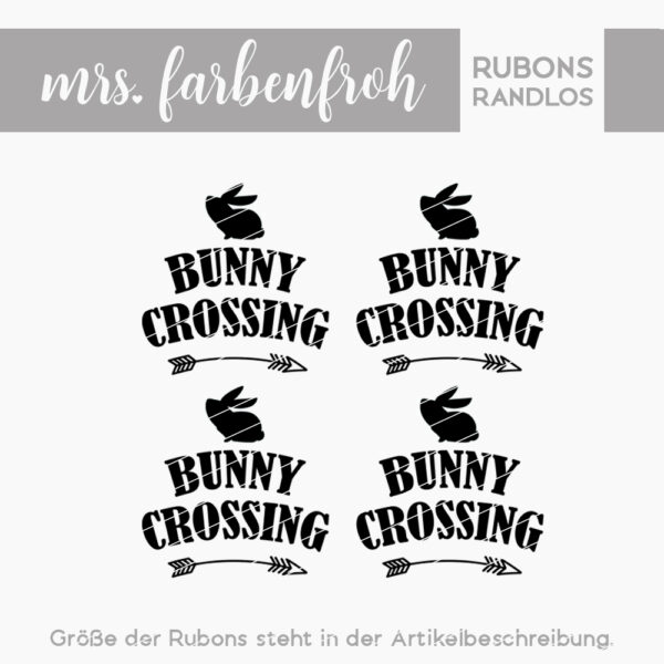 Rub-On Sticker Bunny crossing 01, Rubon, Randlos, Rub Ons, Rubbelsticker, für Glas, Holz, Raysin u.v.m.