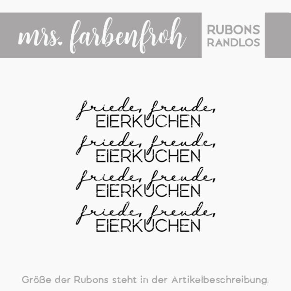 Rub-On Sticker Friede Freude Eierkuchen 01, Rubon, Randlos, Rub Ons, Rubbelsticker, für Glas, Holz, Raysin u.v.m.