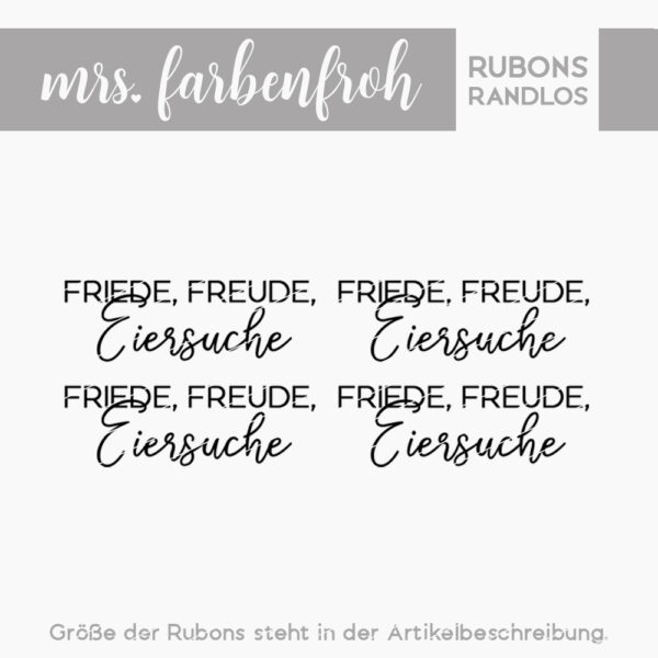 Rub-On Sticker Friede Freude Eiersuche 01, Rubon, Randlos, Rub Ons, Rubbelsticker, für Glas, Holz, Raysin u.v.m.