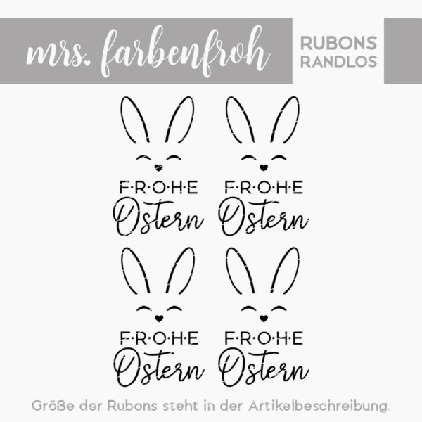 Rub-On Sticker Frohe Ostern Hasengesicht 01, Rubon, Randlos, Rub Ons, Rubbelsticker, für Glas, Holz, Raysin u.v.m.