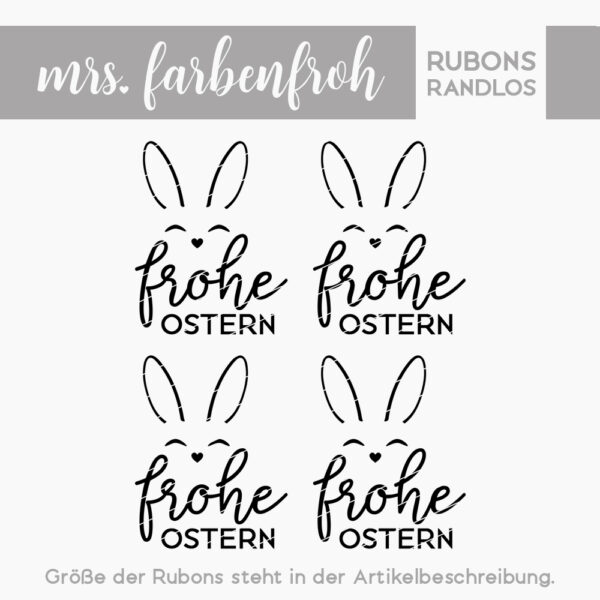 Rub-On Sticker Frohe Ostern Hasengesicht 02, Rubon, Randlos, Rub Ons, Rubbelsticker, für Glas, Holz, Raysin u.v.m.