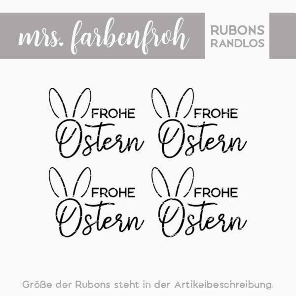 Rub-On Sticker Frohe Ostern Hasenohren 02, Rubon, Randlos, Rub Ons, Rubbelsticker, für Glas, Holz, Raysin u.v.m.