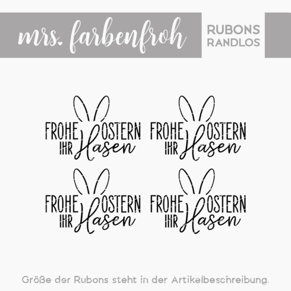 Rub-On Sticker Frohe Ostern ihr Hasen 01, Rubon, Randlos, Rub Ons, Rubbelsticker, für Glas, Holz, Raysin u.v.m.