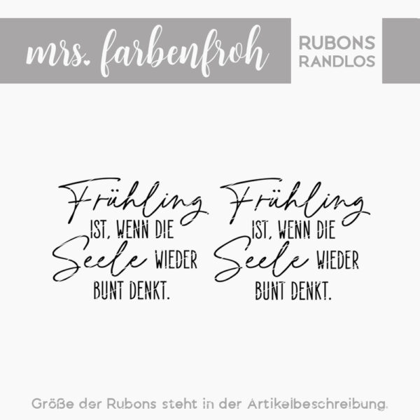 Rub-On Sticker Frühling ist, wenn die Seele wieder bunt denkt 01, Rubon, Randlos, Rub Ons, Rubbelsticker, für Glas, Holz, Raysin u.v.m.