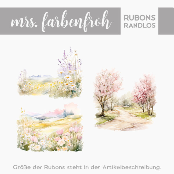 Rub-On Sticker Frühling Landschaft 01, Rubon, Randlos, Rub Ons, Rubbelsticker, für Glas, Holz, Raysin u.v.m.