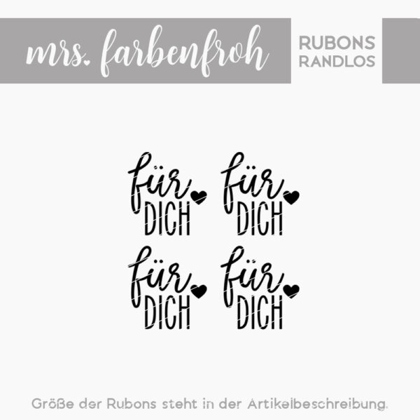 Rub-On Sticker Für dich 02, Rubon, Randlos, Rub Ons, Rubbelsticker, für Glas, Holz, Raysin u.v.m.