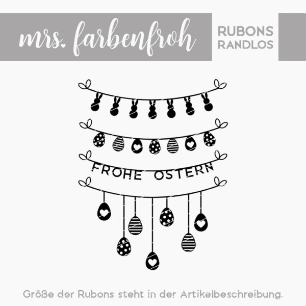 Rub-On Sticker Girlanden Ostern 01, Rubon, Randlos, Rub Ons, Rubbelsticker, für Glas, Holz, Raysin u.v.m.