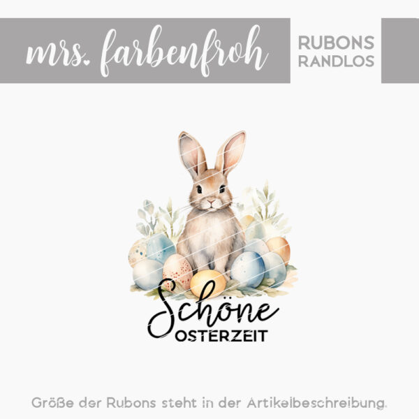 Rub-On Sticker Hase Schöne Osterzeit 01, Rubon, Randlos, Rub Ons, Rubbelsticker, für Glas, Holz, Raysin u.v.m.