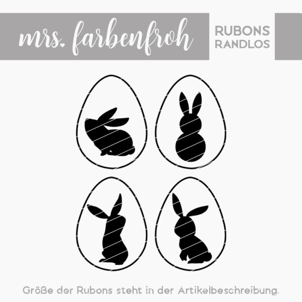 Rub-On Sticker Hasen Ei 01, Rubon, Randlos, Rub Ons, Rubbelsticker, für Glas, Holz, Raysin u.v.m.