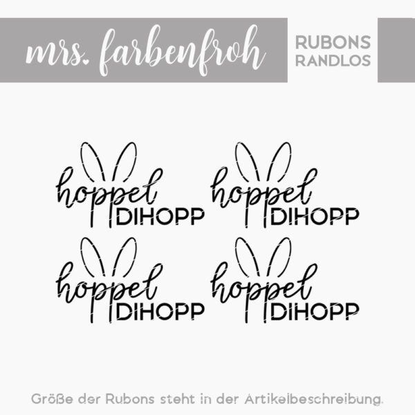 Rub-On Sticker Hoppel Dihopp 01, Rubon, Randlos, Rub Ons, Rubbelsticker, für Glas, Holz, Raysin u.v.m.