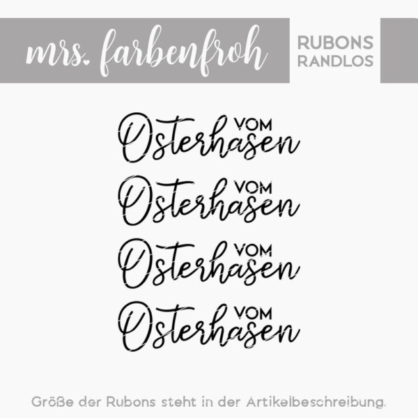 Rub-On Sticker Vom Osterhasen 01, Rubon, Randlos, Rub Ons, Rubbelsticker, für Glas, Holz, Raysin u.v.m.