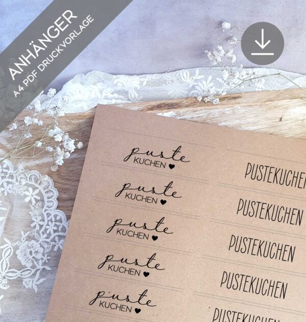 PDF Druckvorlage Anhänger Pustekuchen 01, Download zum Ausdrucken